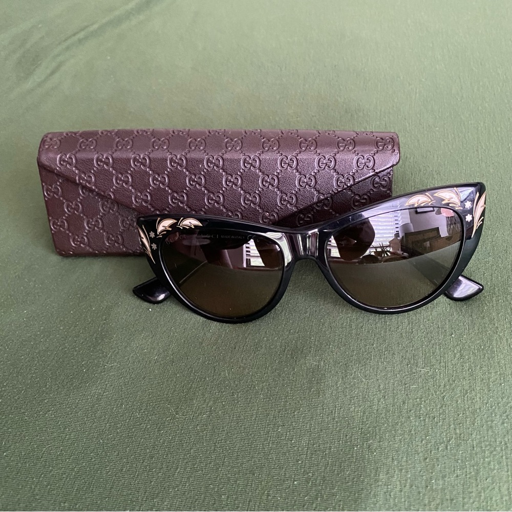 Gucci Black Pearl Inlay Cateye Sunglasses